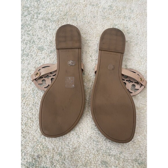 Tory Burch Sandal Size 10M Sandals Thong Flat Miller Tan Patent Leather Brazil - Picture 9 of 11